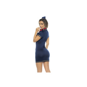 Costume hôtesse de l'air 3 pièces, robe avec zip fonctionnel, tour de cou et coiffe 